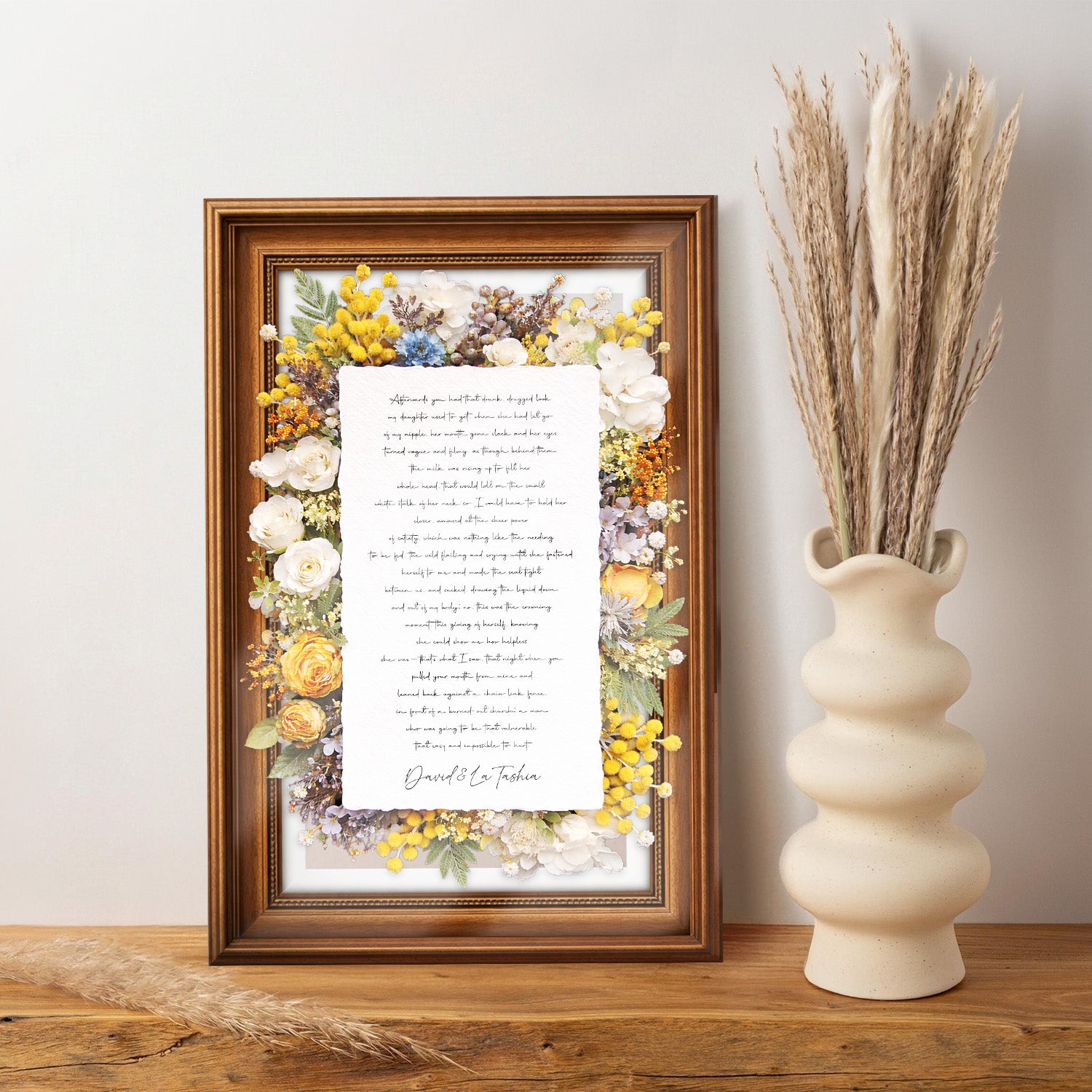 Personalized Wedding Vows 2 Layered Mix Wooden Art 8x12 inch KR05