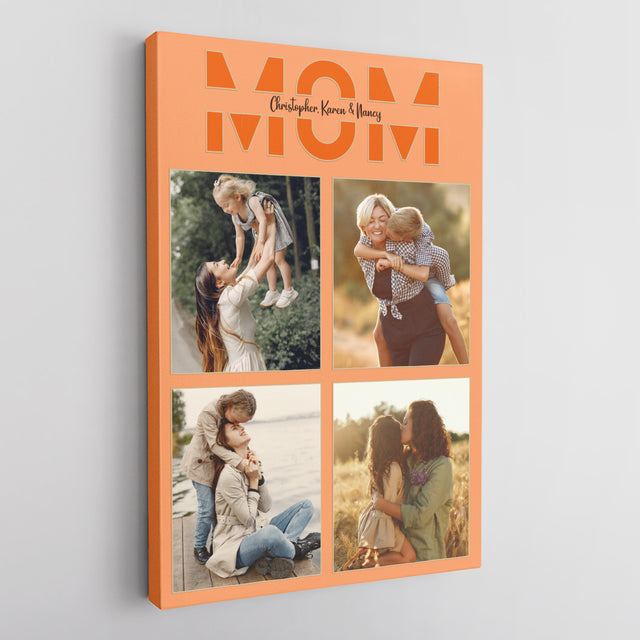 Mom Photo Collage Canvas Wall Art Custom 4 Pictures