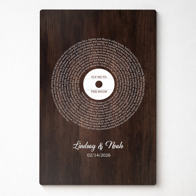 Personalized Wood-Style Vinyl Song Lyrics Metal Print