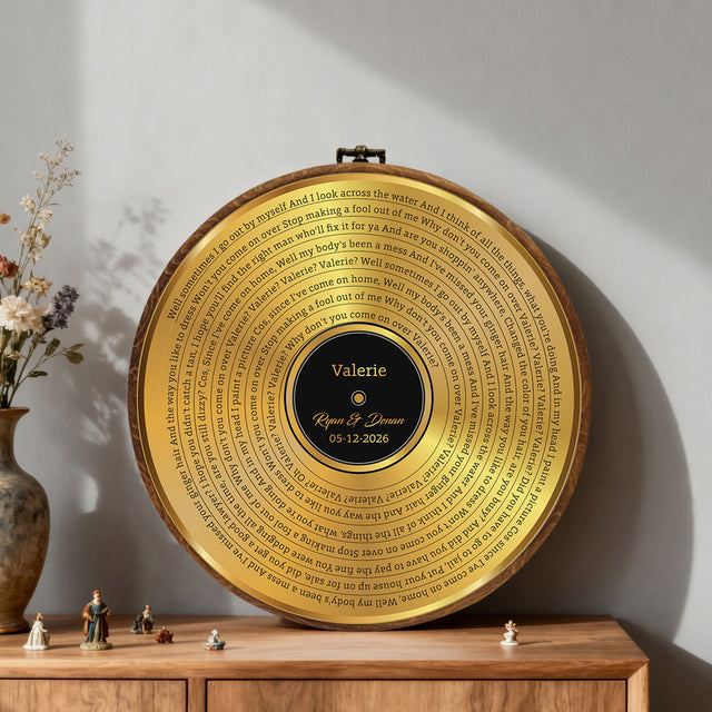 Personalized Song Lyrics Vinyl Record - Framed Round Wall Art - KARL03