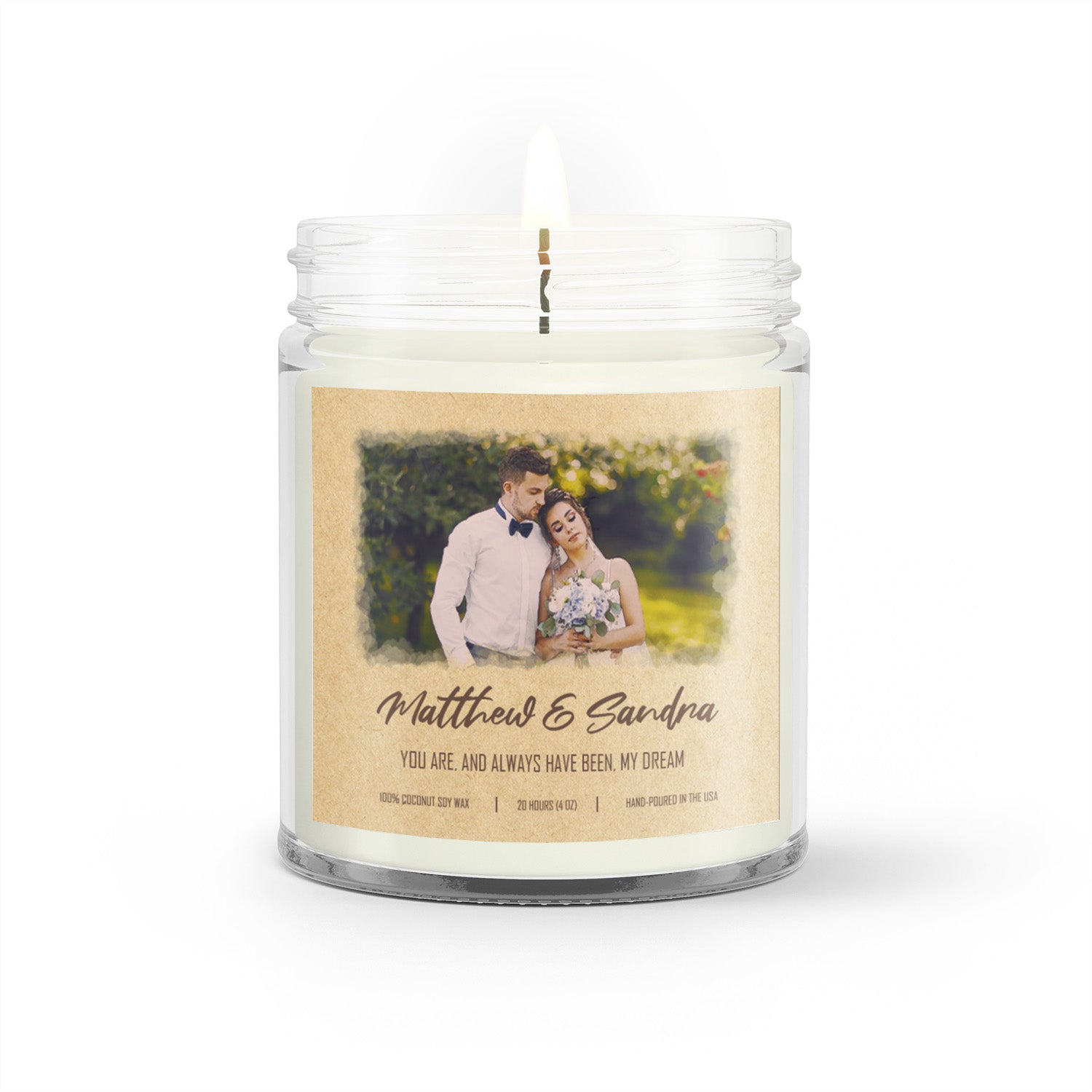 Custom Watercolor Photo Candle – Personalized Romantic Keepsake