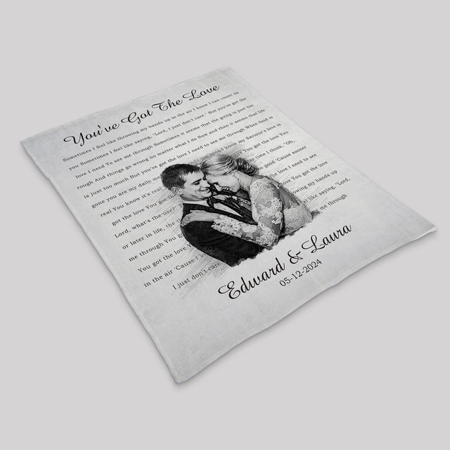 Personalized Wedding Blanket – Custom Photo, Names & Date