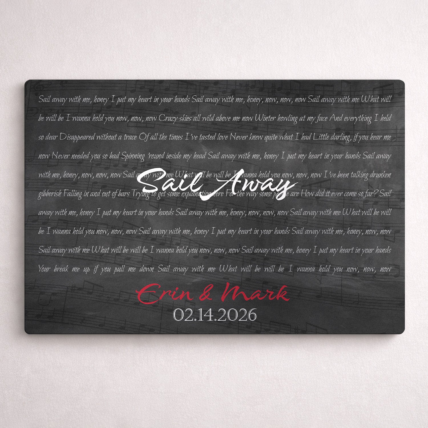 Personalized Song Lyrics & Custom Name Metal Print