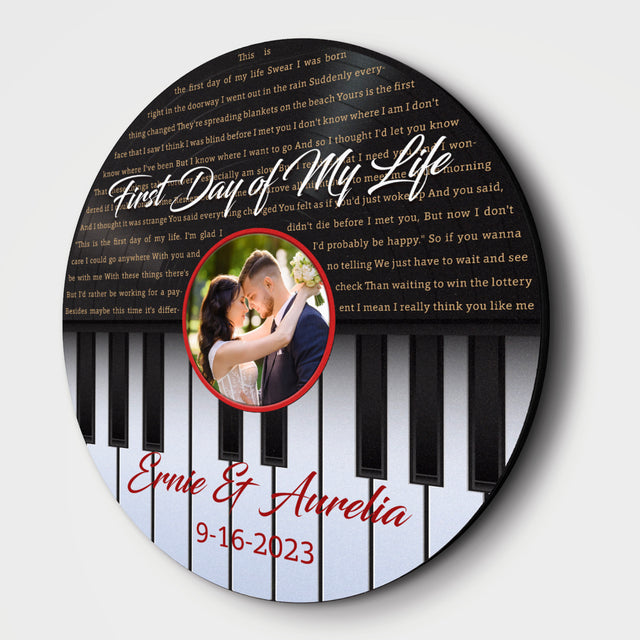 Custom Song Lyrics, Piano Shape, Upload Photo, Customizable Song Name And Text Round Wood Sign