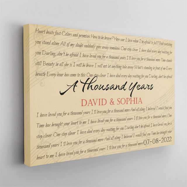 Custom Song Lyrics, Customizable Text Canvas Print