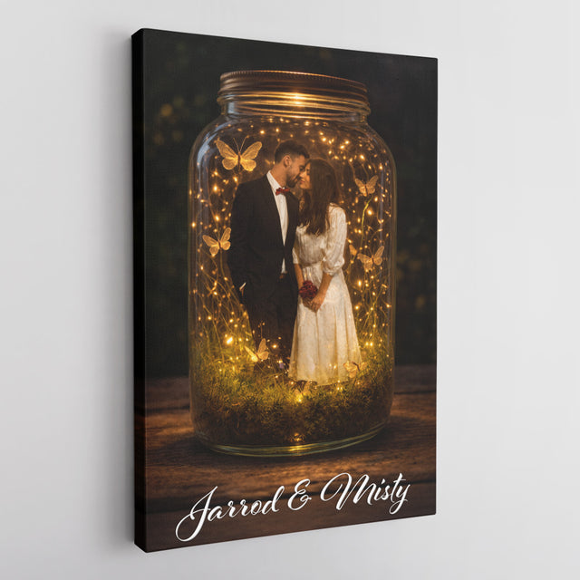 Personalized Couple Canvas Light Jar with Names – Valentine’s Day Gift