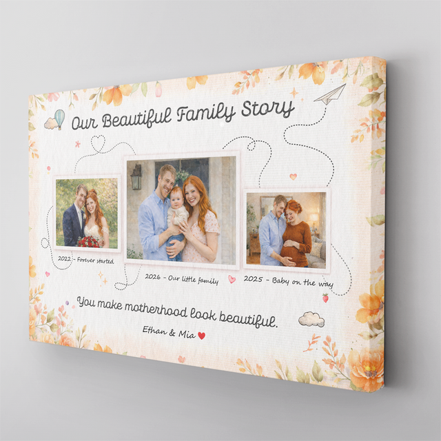 Personalized Family Story Canvas – Custom Photo Mother’s Day Gift