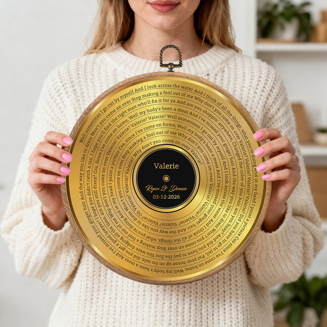 Personalized Song Lyrics Vinyl Record - Framed Round Wall Art - KARL03