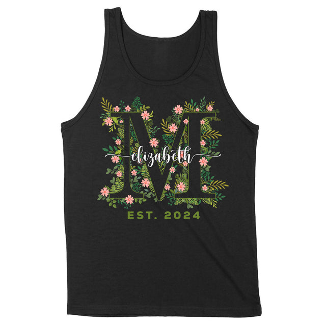 Personalized Floral 'M' Shirt Custom Mama Name