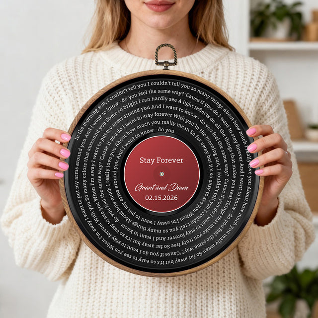 Personalized Song Lyrics Vinyl Record - Framed Round Wall Art - KARL01