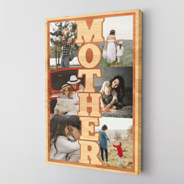 Mother Photo Collage Canvas Print Custom 6 Pictures