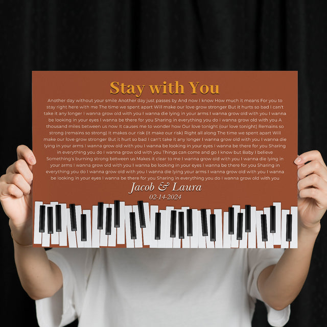 Custom Song Lyrics & Name, Vintage Orange Piano Design Framed Art Print