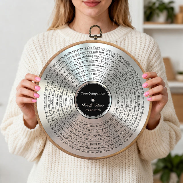 Personalized Song Lyrics Vinyl Record - Framed Round Wall Art - KARL04