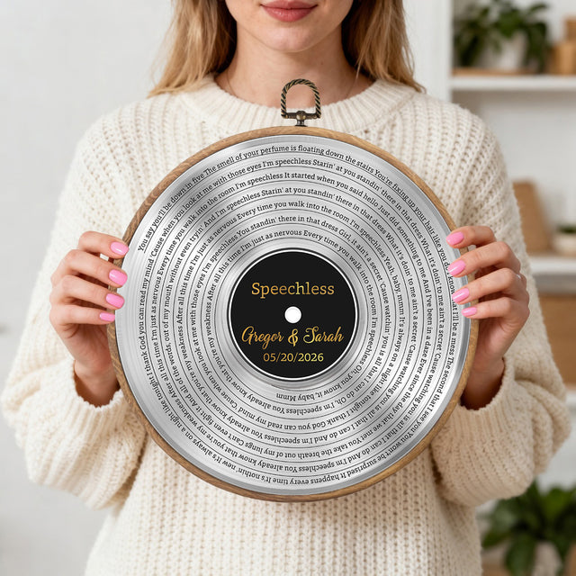 Personalized Song Lyrics Vinyl Record - Framed Round Wall Art - KARL08