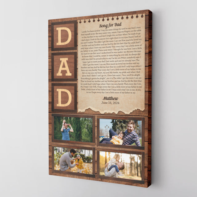 Custom Dad Photo Collage Canvas Wall Art