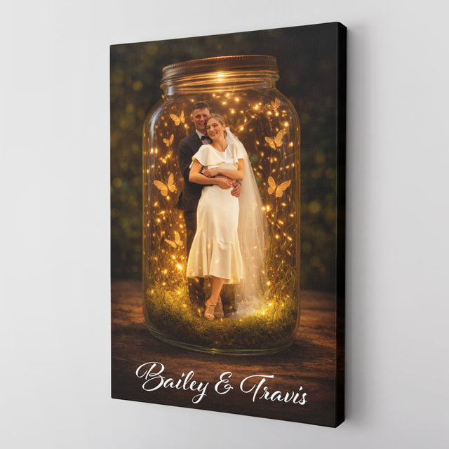 Personalized Couple Canvas Light Jar with Names – Valentine’s Day Gift