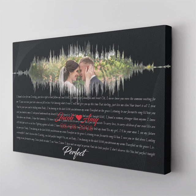 Custom Song Lyrics, Customizable Text And Upload Photo, Sound Wave Art, Canvas Wall Art