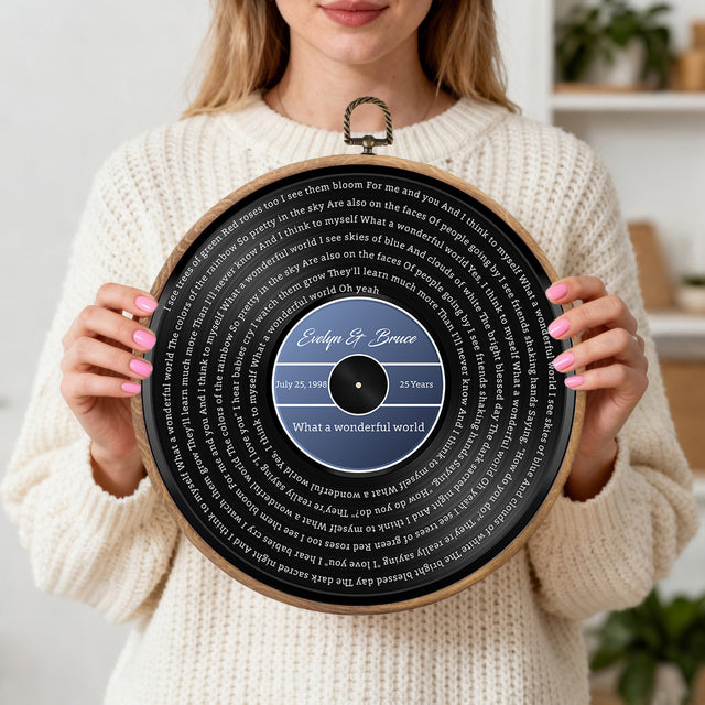 Personalized Song Lyrics Vinyl Record - Framed Round Wall Art - KARL02