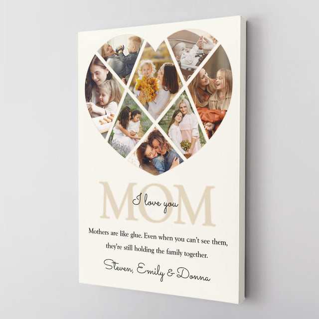 Personalized Mom Heart-Shaped Photo Collage Custom 8 Pictures