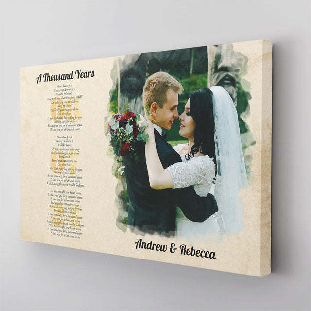 Custom Portrait Photo & Song Lyrics, Wedding Anniversary Gift