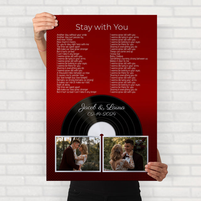 Personalized Retro Maroon Vinyl Record Framed Art Print