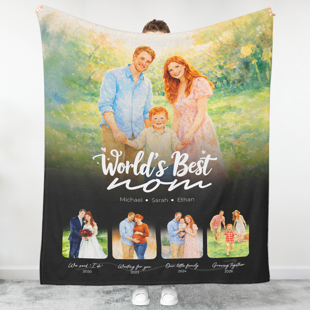 Personalized World’s Best Mom Blanket – Custom Photo Mother’s Day Gift
