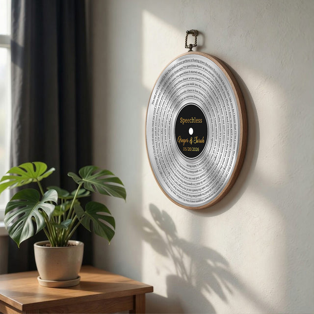 Personalized Song Lyrics Vinyl Record - Framed Round Wall Art - KARL08