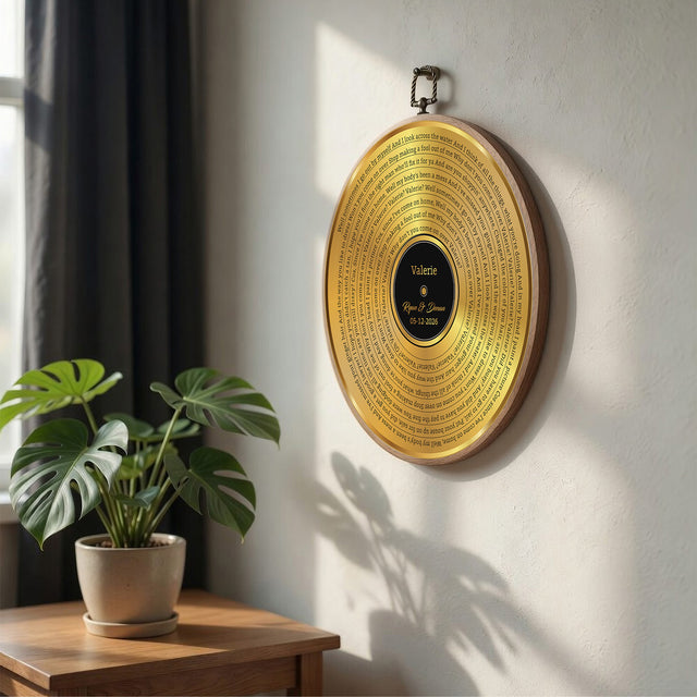 Personalized Song Lyrics Vinyl Record - Framed Round Wall Art - KARL03