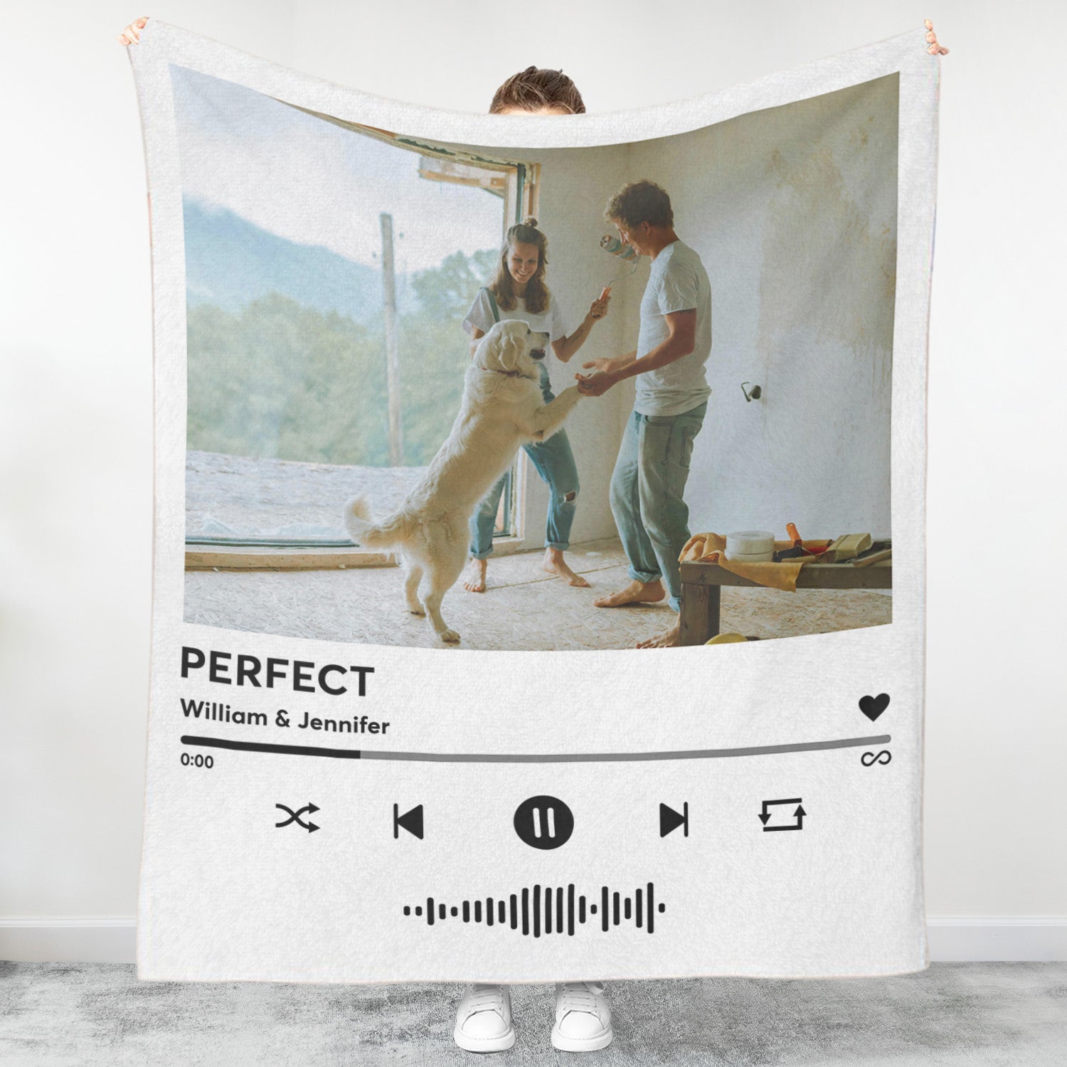 Personalized Music Blanket, Spotify-Style, Custom Photo & Name