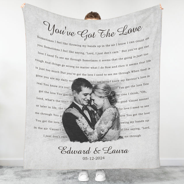 Personalized Wedding Blanket – Custom Photo, Names & Date