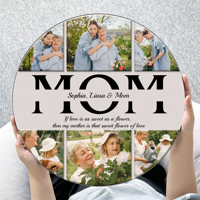 Mom, Custom Photo, Customizable Name, Round Wood Sign