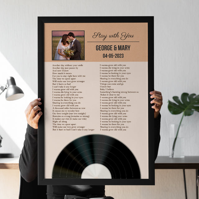 Personalized Favorite Song Lyrics & Photo, Sandy Framed Art Print