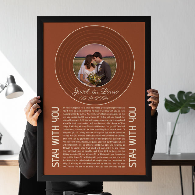 Rusty Orange Framed Art Print, Custom Song Lyrics Name & Date