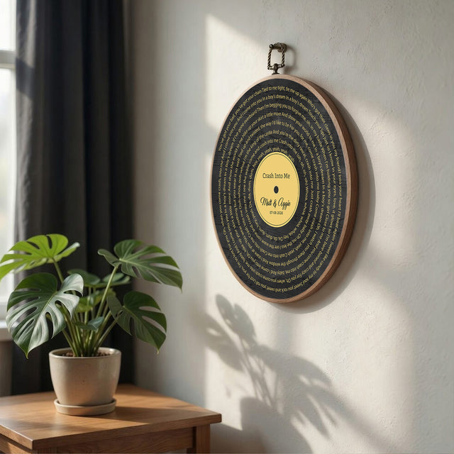 Personalized Song Lyrics Vinyl Record - Framed Round Wall Art - KARL06