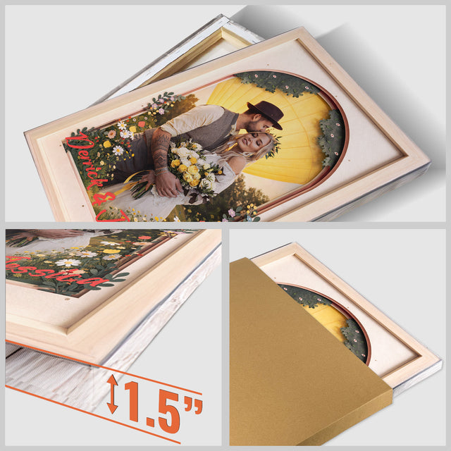 Personalized Couple Canvas Wall Art with Names & Date – Romantic Wedding & Anniversary Gift