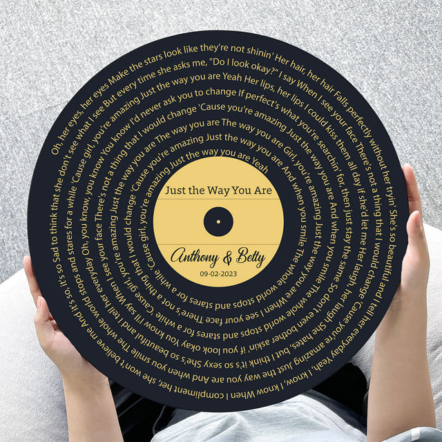 Custom Song Lyrics, Vinyl Record Style, Round Wood Sign