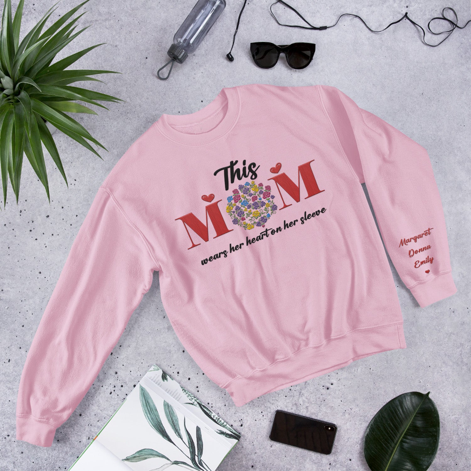 Mom Floral Embroidered Sweatshirt SWE09
