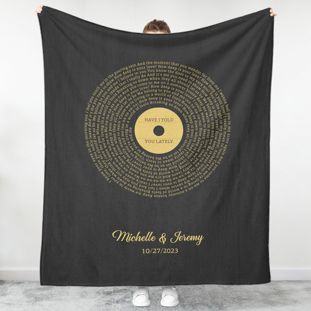 Personalized Vinyl Record Lyrics Blanket