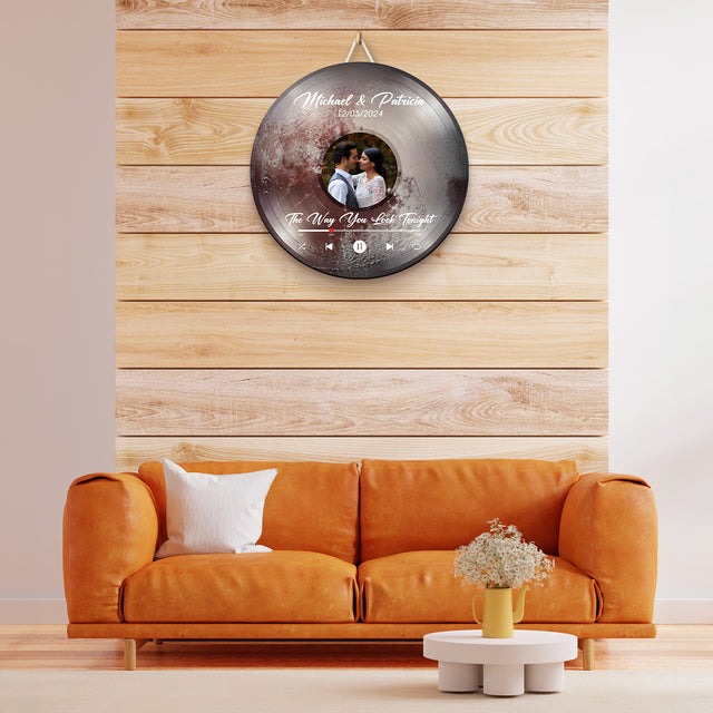 Custom Favorite Song Photo Round Wood Sign Pluto Planet Background