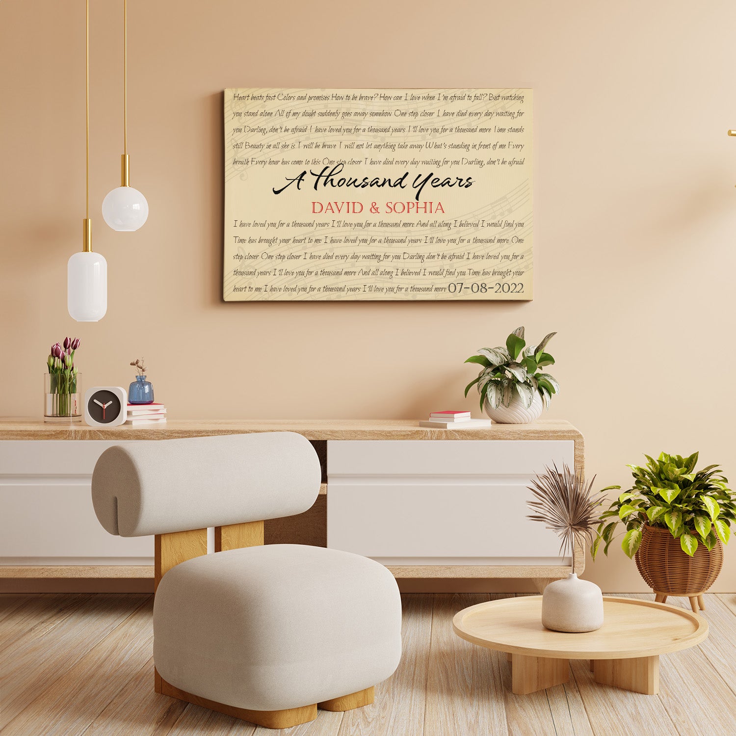 Custom Song Lyrics, Customizable Text Canvas Print