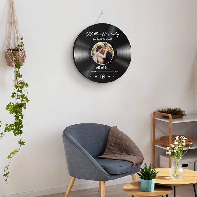 Custom Photo, Customizable Song Name And Text Round Wood Sign