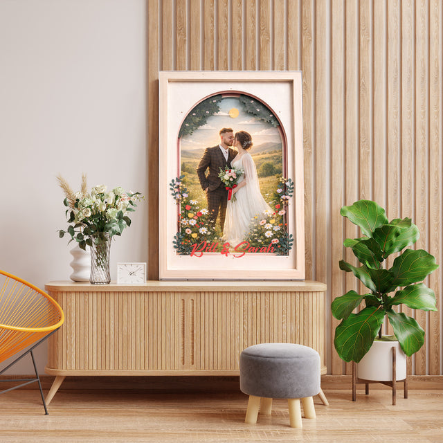 Personalized Couple Canvas Wall Art with Names & Date – Romantic Wedding & Anniversary Gift