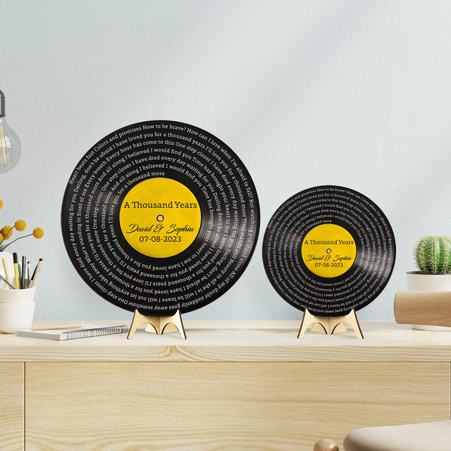 Custom Song Lyrics, Vinyl Record, Custom Song Name And Text Round Wood Sign