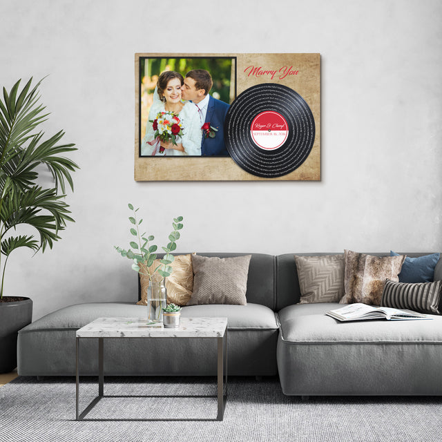 Custom Song Lyrics, Upload Photo, Vinyl Record, Canvas Wall Art