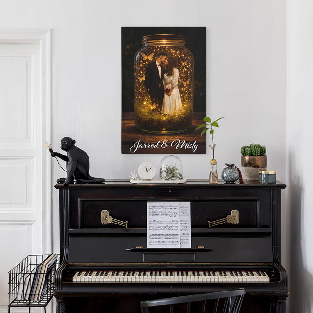 Personalized Couple Canvas Light Jar with Names – Valentine’s Day Gift