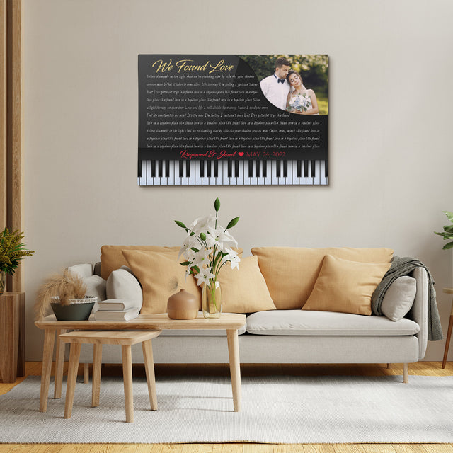 Custom Song Lyrics, Customizable Text And Upload Photo, Piano Art, Canvas Wall Art