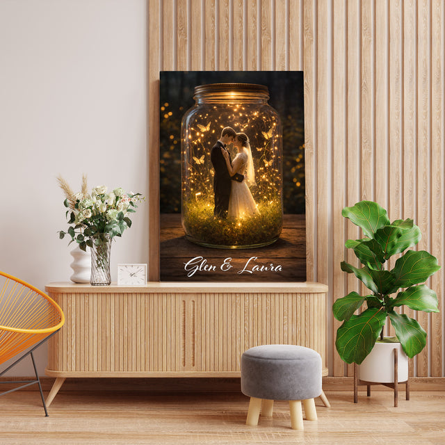 Personalized Couple Canvas Light Jar with Names – Valentine’s Day Gift