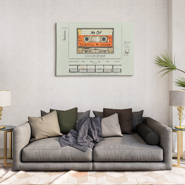 Custom Song Name, Customizable Name And Date, Cassette Player Canvas Wall Art