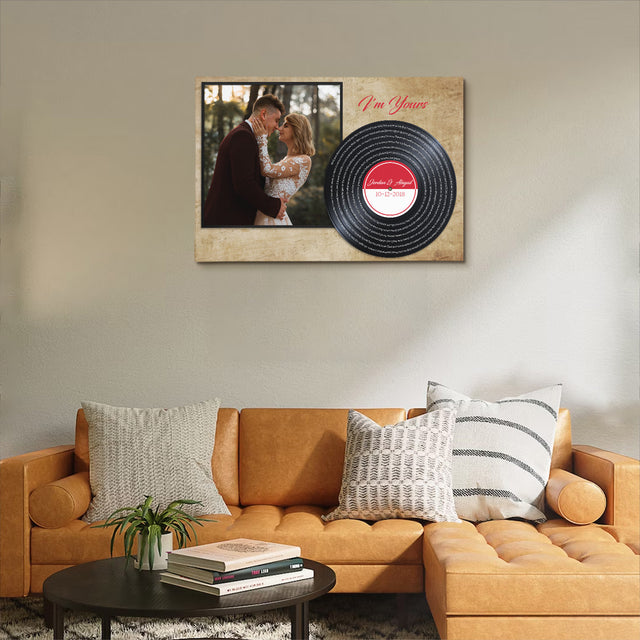 Custom Song Lyrics, Upload Photo, Vinyl Record, Canvas Wall Art