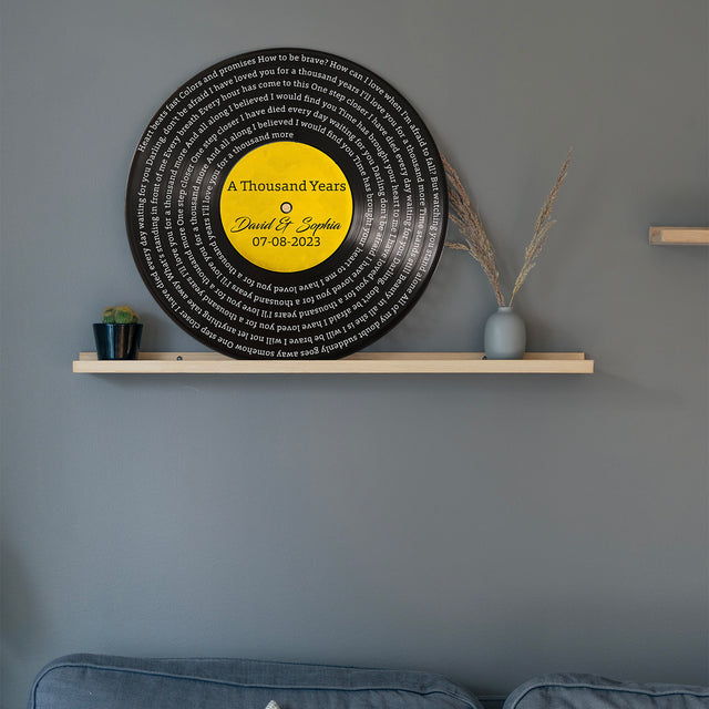 Custom Song Lyrics, Vinyl Record, Custom Song Name And Text Round Wood Sign